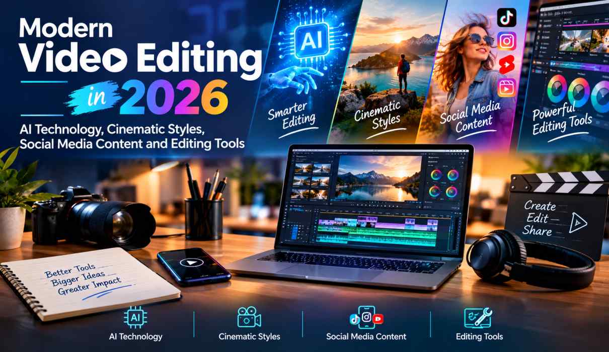 Modern Video Editing in 2026 AI Technology, Cinematic Styles, Social Media Content and Editing Tools