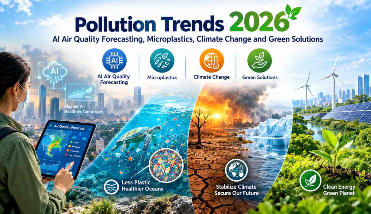 Pollution Trends 2026: AI Air Quality Forecasting, Microplastics, Climate Change and Green Solutions